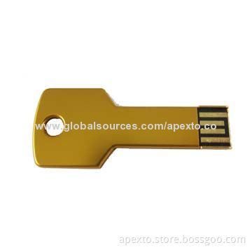 Metal Key-shaped USB Flash Disks with 512MB to 16GB Memory Capacity, Customized Shapes Welcomed